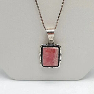 Joe Delgarito Navajo Pink Rhodochrosite Vintage Pendant Necklace
